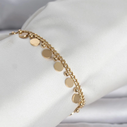 Mey İthalat® 316L Çelik Gold Renk Pullu Model Kadın Bileklik
