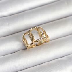 Mey İthalat® 316L Çelik Gold Renk Samanyolu Model Kadın Yüzük