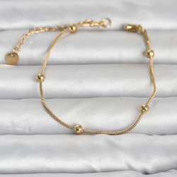 Mey İthalat® 316L Çelik Gold Renk Top Zincirli Kadın Bileklik