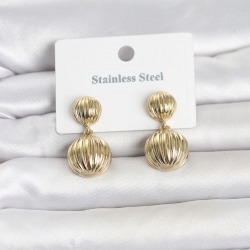 Mey İthalat® 316L Çelik Gold Renk Vintage Model Kadın Küpe