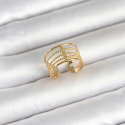 Mey İthalat® 316L Çelik Gold Renk Vintage Model Kadın Yüzük