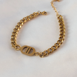 Mey İthalat® 316L Çelik Gold Renk Zincir Model Kadın Bileklik