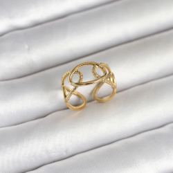 Mey İthalat® 316L Çelik Gold Renk Zincir Model Kadın Yüzük