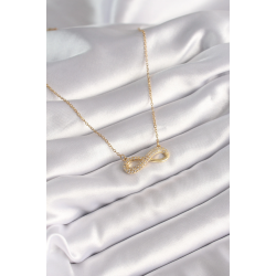 Mey İthalat® 316L Çelik Gold Renk Zincir Zirkon Taşlı Sonsuzluk Model Kadın Kolye