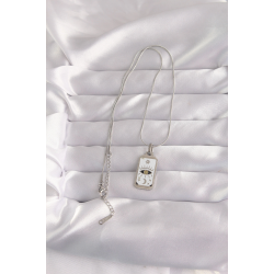 Mey İthalat® 316L Çelik Gümüş Renk Beyaz Mineli Göz Figür Tarot Kolye