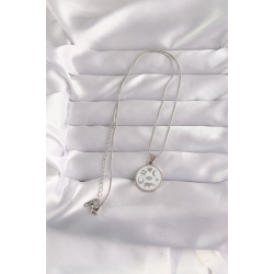 Mey İthalat® 316L Çelik Gümüş Renk Beyaz Mineli Karışık Figürlü Tarot Kolye