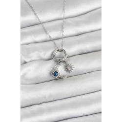 Mey İthalat® 316L Çelik Gümüş Renk Gece Gündüz Tema Charmlı Kadın Kolye