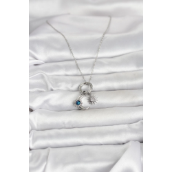 Mey İthalat® 316L Çelik Gümüş Renk Gece Gündüz Tema Charmlı Kadın Kolye