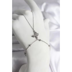 Mey İthalat® 316L Çelik Gümüş Renk Kelebek Model Kadın Şahmeran