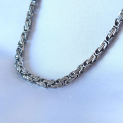 Mey İthalat® 316L Çelik Gümüş Renk Kral Zincir Model Erkek Kolye