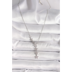 Mey İthalat® 316L Çelik Gümüş Renk Zincir Zirkon Taşlı Yıldız Model Kadın Kolye