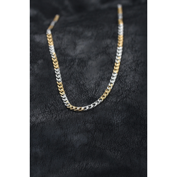 Mey İthalat® 316L Çelik Gümüş ve Gold Renk Curb Erkek Kolye