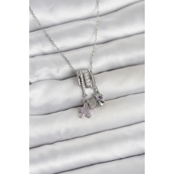 Mey İthalat® 316L Çelik Gümüş Zirkon Taşlı Deniz Tema Charmlı Kadın Kolye