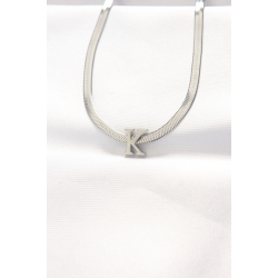 Mey İthalat® 316L Çelik K Harfli Silver Renk İtalyan Zincirli Kolye