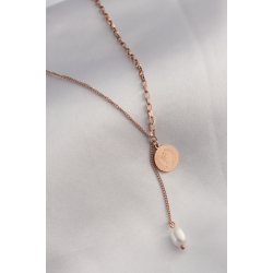 Mey İthalat® 316L Çelik Rose Renk İşlemeli Sallantılı Kadın Kolye