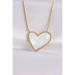 Mey İthalat® 316L Çelik Zincir Altın Renk Mermer Desenli Kalp Kolye