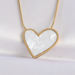 Mey İthalat® 316L Çelik Zincir Altın Renk Mermer Desenli Kalp Kolye