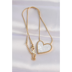 Mey İthalat® 316L Çelik Zincir Altın Renk Mermer Desenli Kalp Kolye