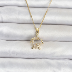Mey İthalat® 316L Çelik Zincir Gold Renk Caretta Caretta Model Kadın Kolye