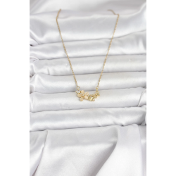 Mey İthalat® 316L Çelik Zincir Gold Renk Çiçek ve Kelebek Model Kadın Kolye