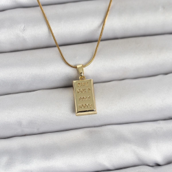 Mey İthalat® 316L Çelik Zincir Gold Renk Külçe Altın Model Kadın Kolye
