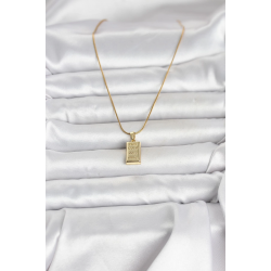 Mey İthalat® 316L Çelik Zincir Gold Renk Külçe Altın Model Kadın Kolye