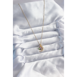 Mey İthalat® 316L Çelik Zincir Gold Renk Zirkon Taşlı Hilal Kristal Kalp Model Kadın Kolye