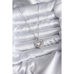 Mey İthalat® 316L Çelik Zincir Gümüş Renk Baget Zirkon Taşlı Kadın Kolye