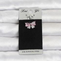 Mey İthalat® 316L Cerrahi Çelik Pembe Fiyonk Model Göbek Piercing