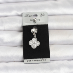 Mey İthalat® 316L Cerrahi Çelik Sallantılı Yonca Model Göbek Piercing