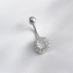 Mey İthalat® 316L Cerrahi Çelik Zirkon Taşlı Kadın Göbek Piercing