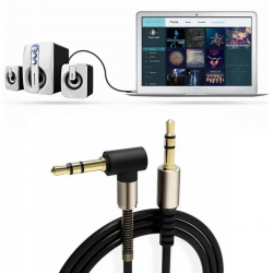 Mey İthalat®   3.5mm AUX Kablosu Jak Erkek Erkek L Tipi 1 Metre Ses Aktarım Kablosu
