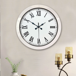 Mey İthalat® 36 cm Beyaz Metal Roma Rakamlı Duvar Saati