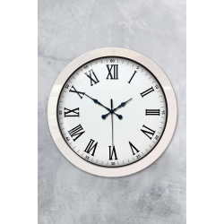 Mey İthalat® 36 cm Beyaz Metal Roma Rakamlı Duvar Saati