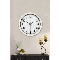 Mey İthalat® 36 cm Beyaz Metal Standart Duvar Saati