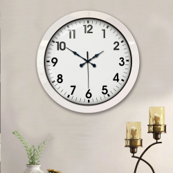 Mey İthalat® 36 cm Beyaz Metal Standart Duvar Saati