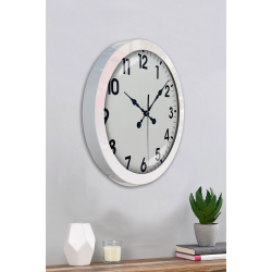 Mey İthalat® 36 cm Beyaz Metal Standart Duvar Saati