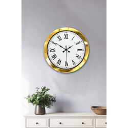 Mey İthalat® 36 cm Gold Metal Roma Rakamlı Duvar Saati