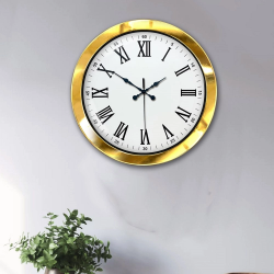 Mey İthalat® 36 cm Gold Metal Roma Rakamlı Duvar Saati