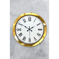 Mey İthalat® 36 cm Gold Metal Roma Rakamlı Duvar Saati