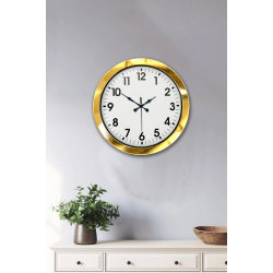 Mey İthalat® 36 cm Gold Metal Standart Duvar Saati