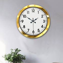 Mey İthalat® 36 cm Gold Metal Standart Duvar Saati