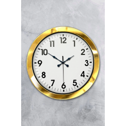Mey İthalat® 36 cm Gold Metal Standart Duvar Saati