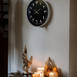 Mey İthalat® 36 Cm Gri Arapça Rakamlı Duvar Saati