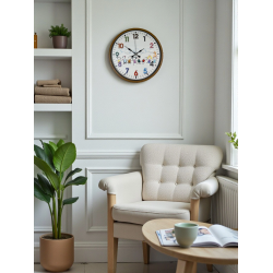 Mey İthalat® 36 Cm Kahverengi Çocuk Odası Duvar Saati