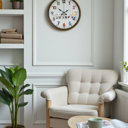 Mey İthalat® 36 Cm Kahverengi Çocuk Odası Duvar Saati