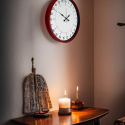 Mey İthalat® 36 Cm Kırmızı 24 Saat Göstergeli Özel Tasarım Duvar Saati