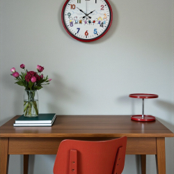 Mey İthalat® 36 Cm Kırmızı Çocuk Odası Duvar Saati