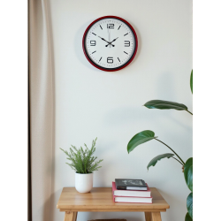 Mey İthalat® 36 Cm Kırmızı Modern Dekoratif Duvar Saati