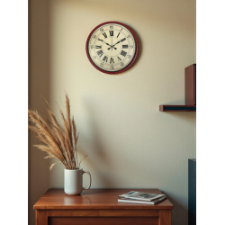 Mey İthalat® 36 Cm Kırmızı Retro Duvar Saati